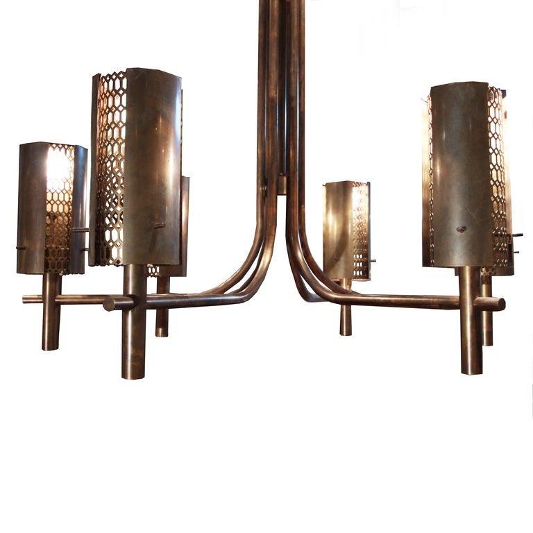 American Large Bronze Chandelier For Sale