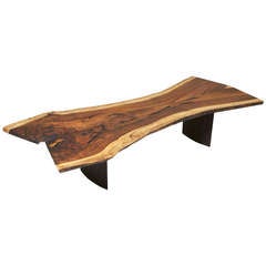 Solid Brazilian Rosewood Slab Coffee Table by Thomas Hayes Studio