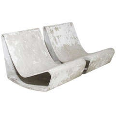 Pair Of Vintage Concrete Outdoor Rocking "Loop" Chairs By Willy Guhl For Eternit