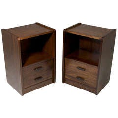 Pair of Brazilian Night Stands/End Tables with Rosewood and Leather Pulls Pair of Brazilian Night Stands/End Tables with Rosewood and Leather Pulls