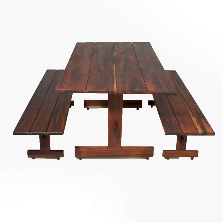 Mid-20th Century Organic Modern Brazilian Solid Imbuia Oca Dining Table by Sergio Rodrigues For Sale
