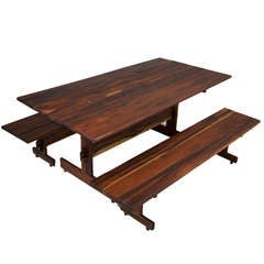 Organic Modern Brazilian Solid Imbuia Oca Dining Table by Sergio Rodrigues