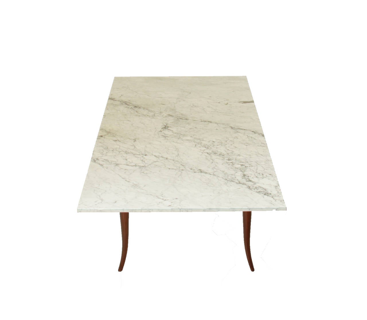 Brazilian Midcentury Solid Caviuna Wood and Carrara Marble Dining Table In Good Condition For Sale In Los Angeles, CA