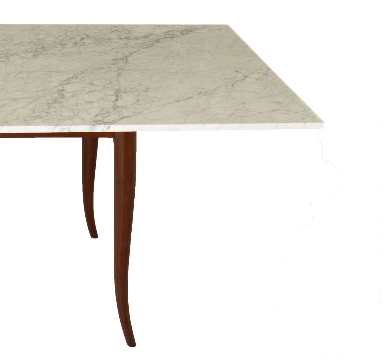 Brazilian Midcentury Solid Caviuna Wood and Carrara Marble Dining Table For Sale 2