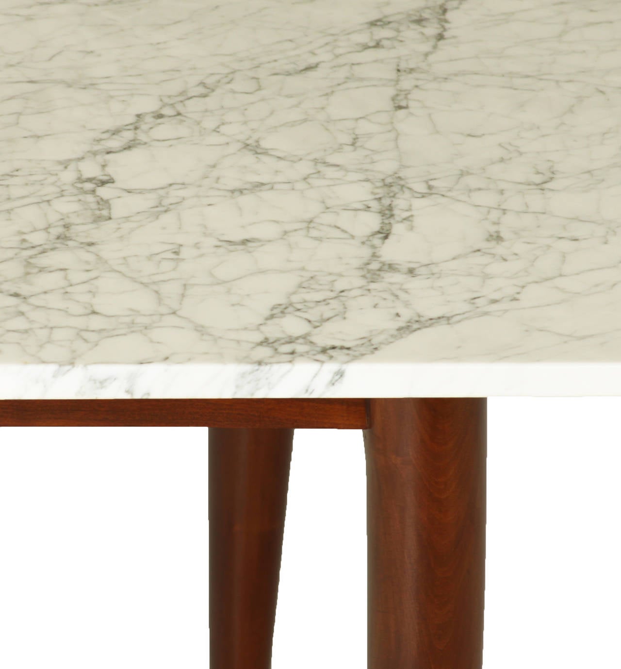 Brazilian Midcentury Solid Caviuna Wood and Carrara Marble Dining Table For Sale 1