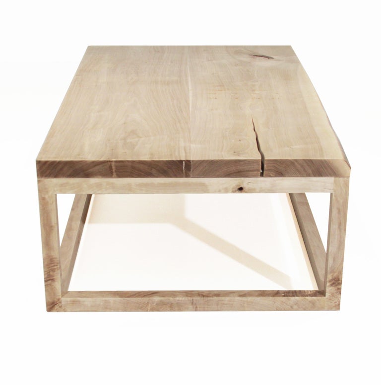 American The Basic Coffee Table in bleached Walnut with live edges by Thomas Hayes Studio