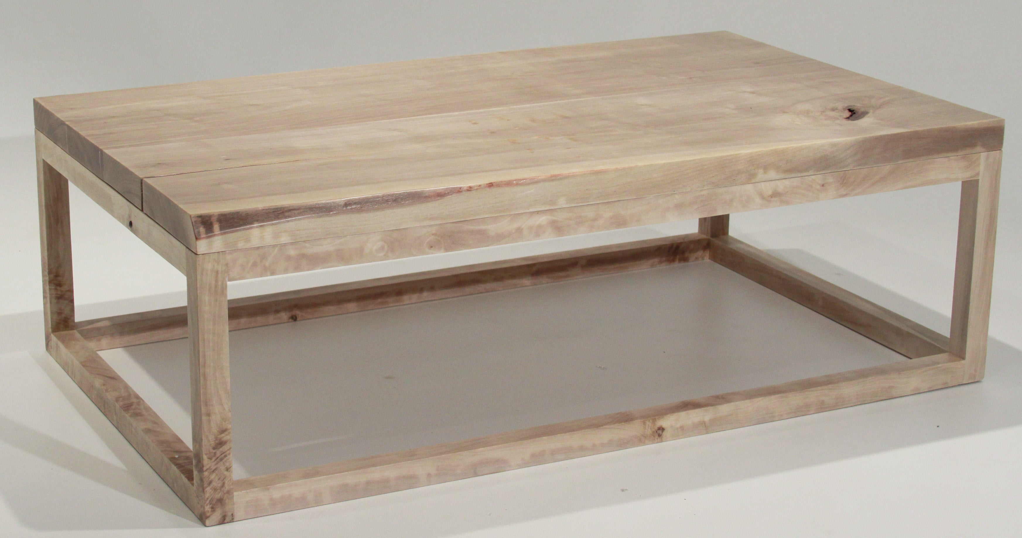 The Basic Coffee Table in bleached Walnut with live edges by Thomas Hayes Studio