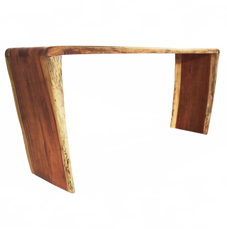 Sculptural Modern Jatoba Wood Console Entry way Table with Sap Grain by Tunico T In Excellent Condition For Sale In Los Angeles, CA