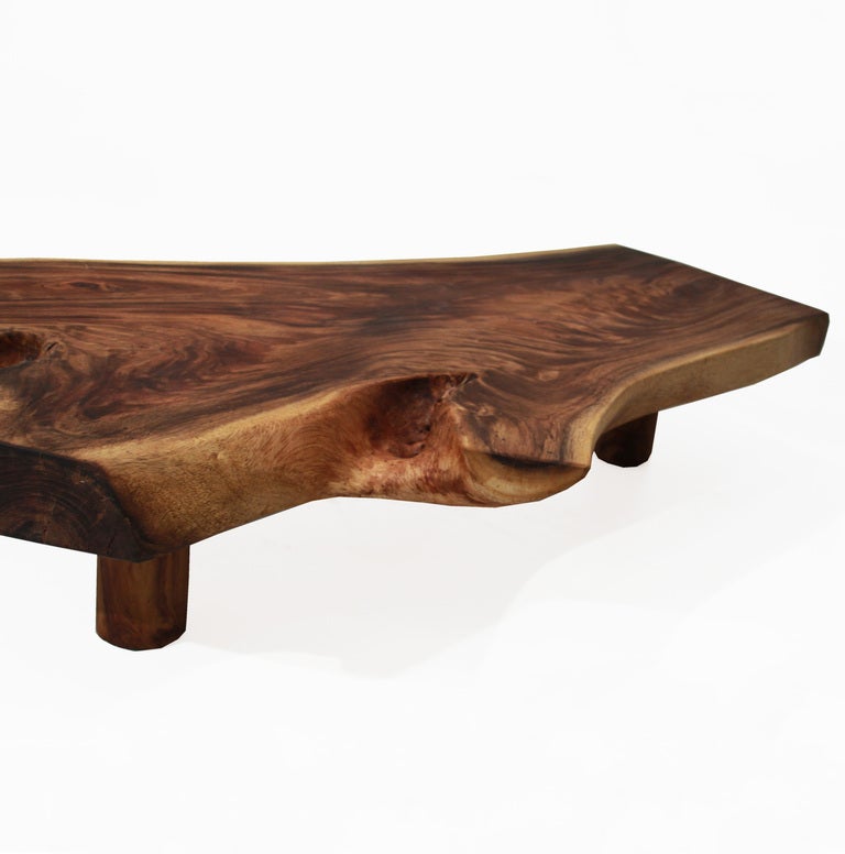 Live Edge Solid Slab Of Tamboril Coffee Table by Tunico T. In Excellent Condition In Hollywood, CA