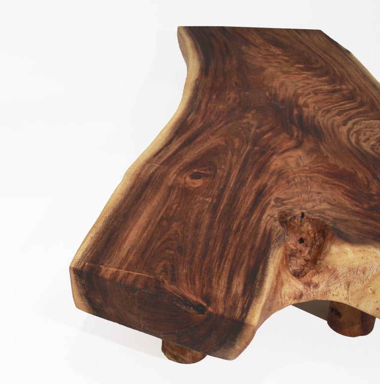 Contemporary Live Edge Solid Slab Of Tamboril Coffee Table by Tunico T.