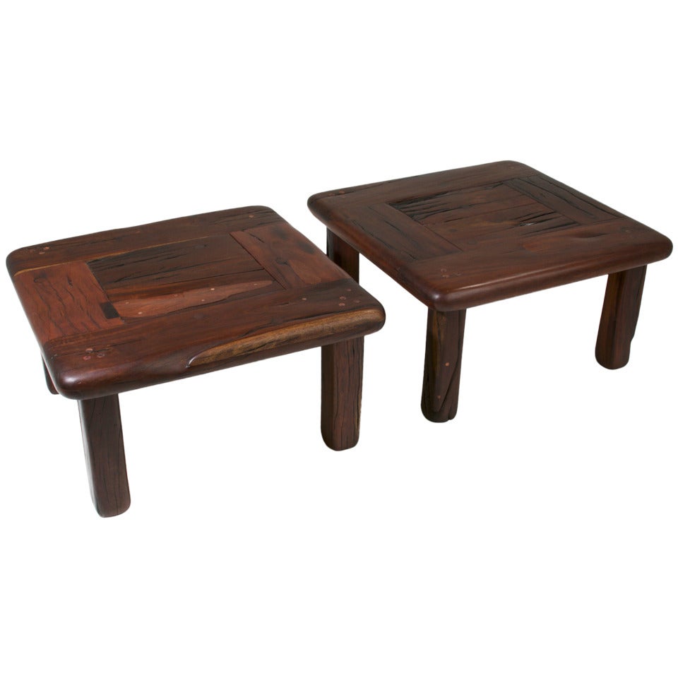 Vintage Ipe Reclaimed Hardwood Side Tables For Sale