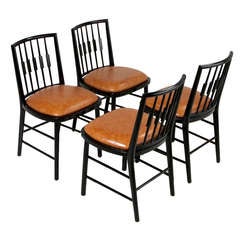 Set of Four Black Spindle Back Dining Chairs by Baker 6
