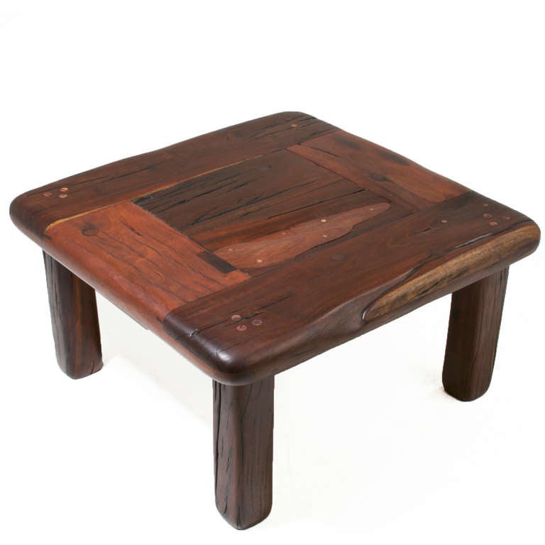 Vintage Ipe Reclaimed Hardwood Side Tables In Good Condition For Sale In Los Angeles, CA