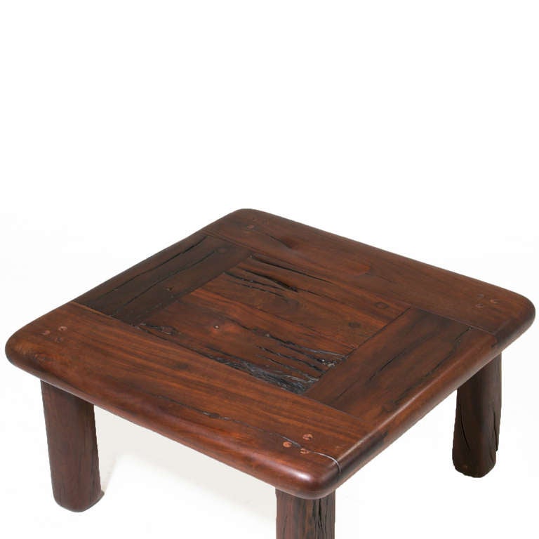 Vintage Ipe Reclaimed Hardwood Side Tables For Sale 3