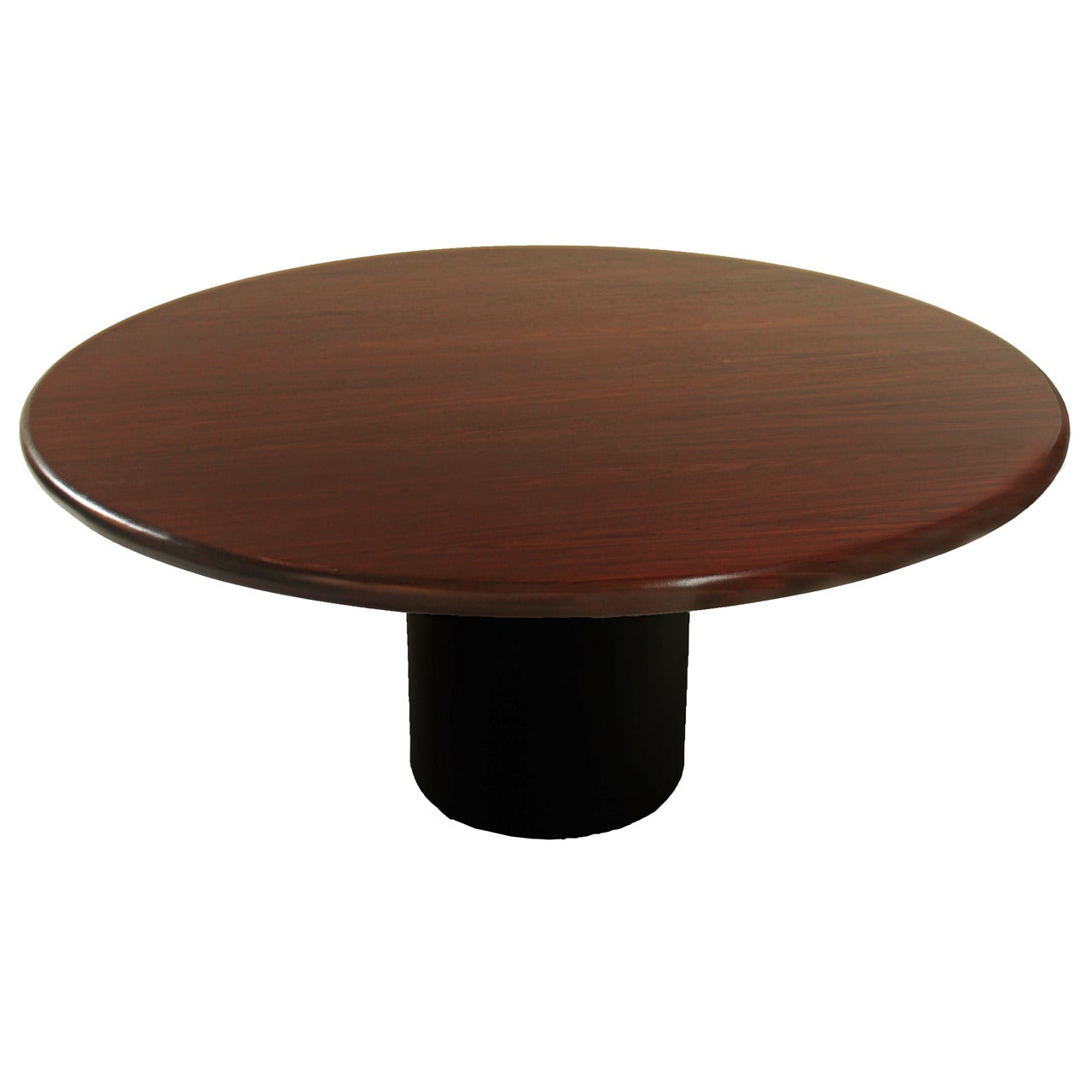 Round Rosewood Dining Table with Leather Base by Jorge Zalszupin