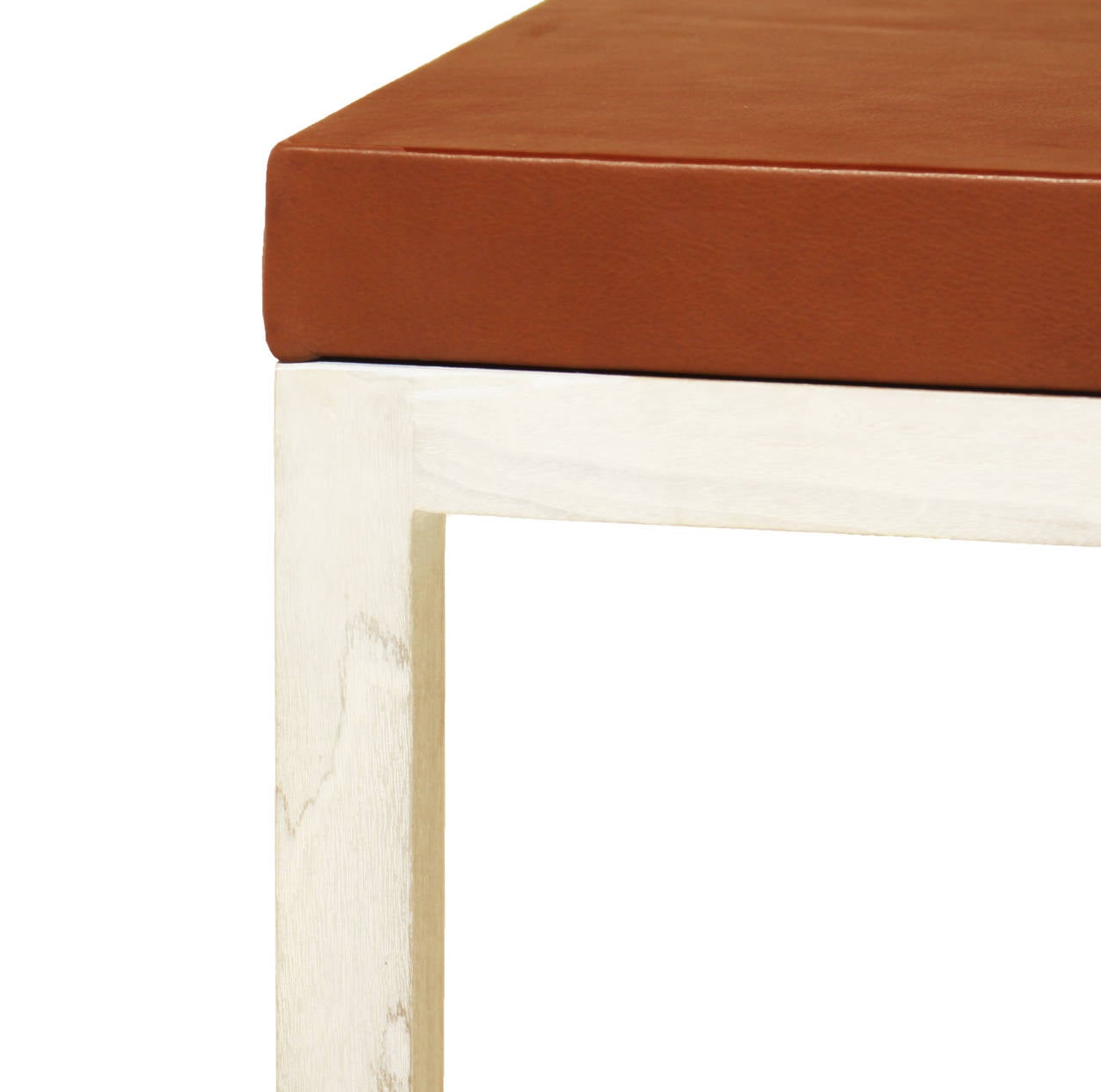 Contemporary The Basic Coffee Table in Bleached Walnut and Leather Top by Thomas Hayes Studio