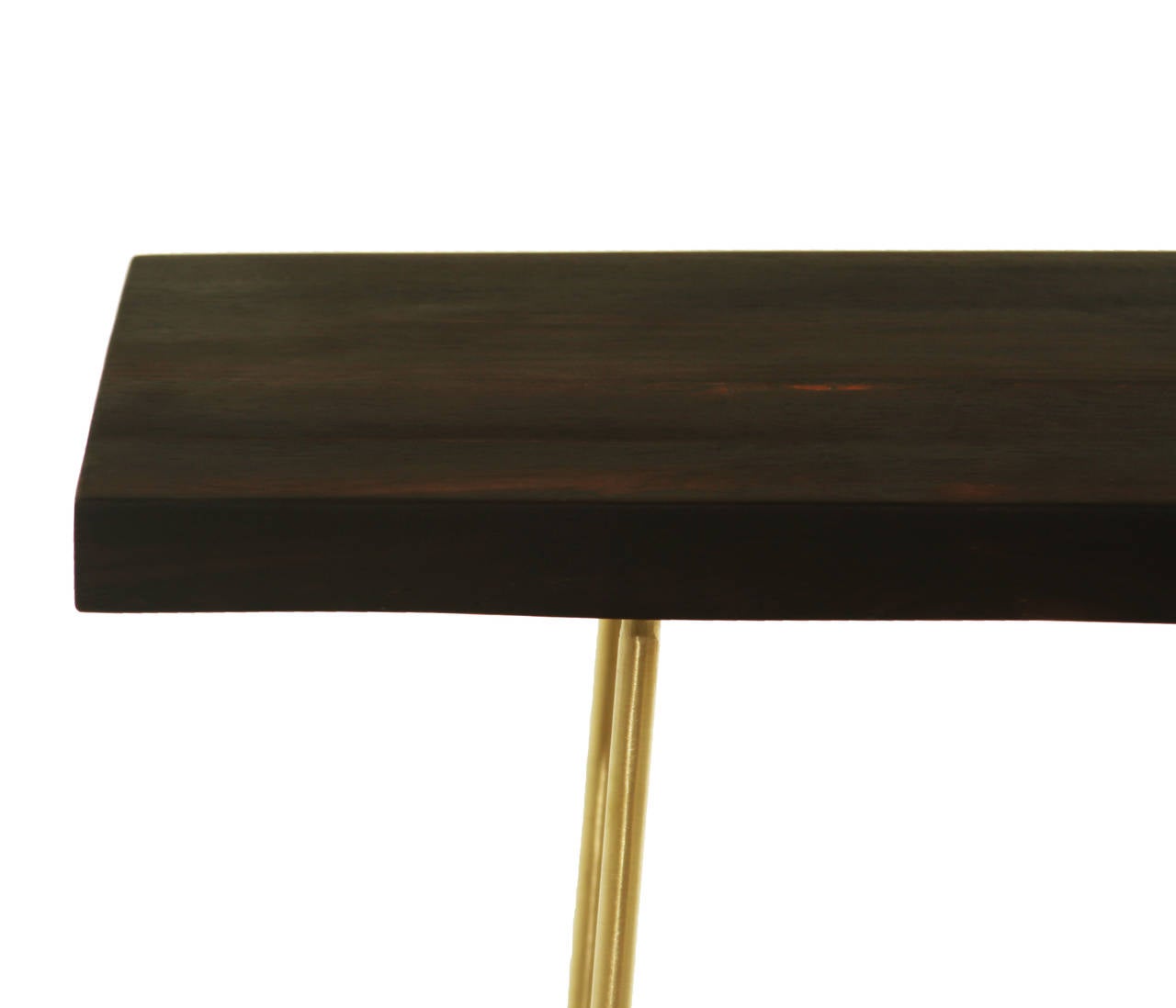 Elegant Brazilian Rosewood Bench with Brass Base In Excellent Condition In Hollywood, CA