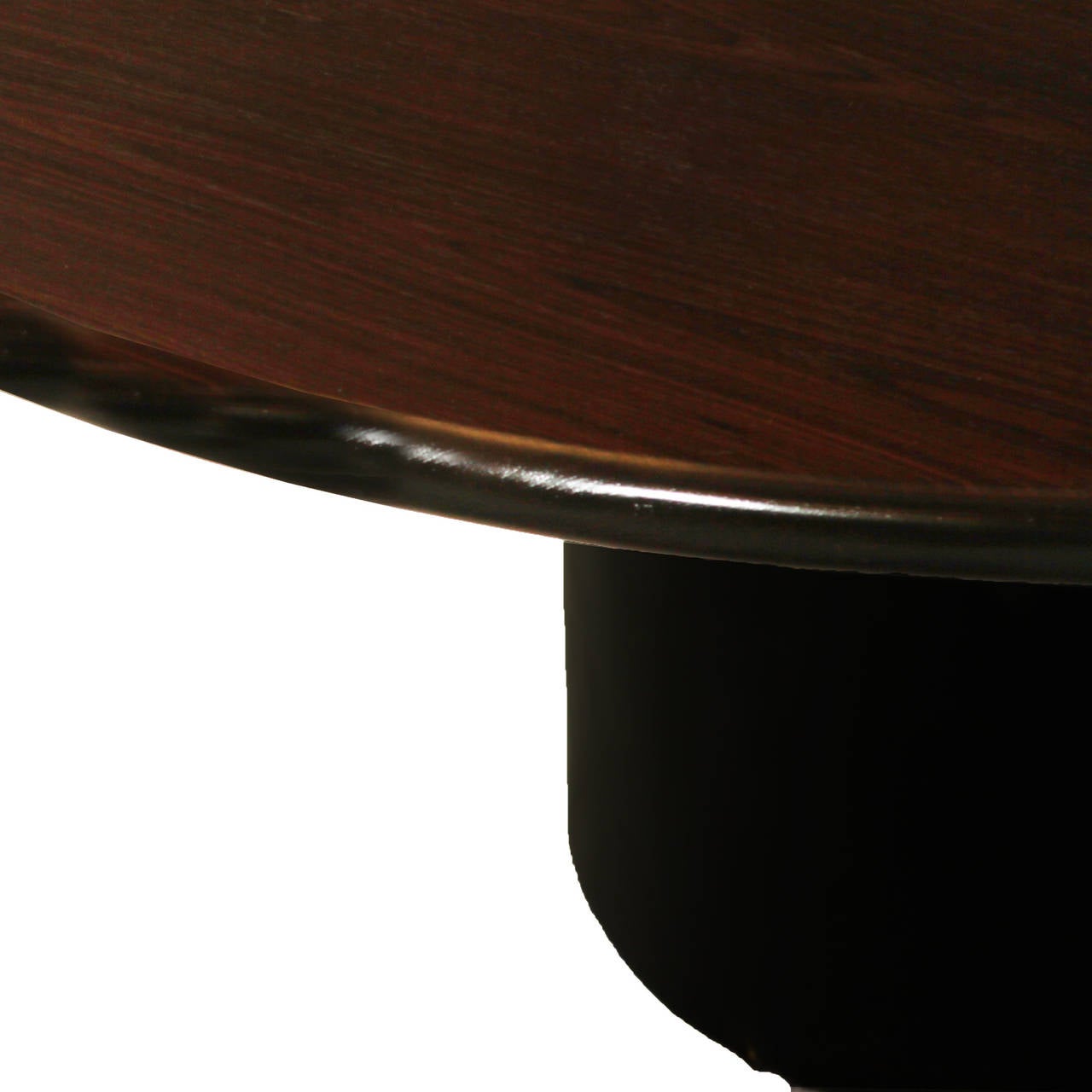 Brazilian Round Rosewood Dining Table with Leather Base by Jorge Zalszupin
