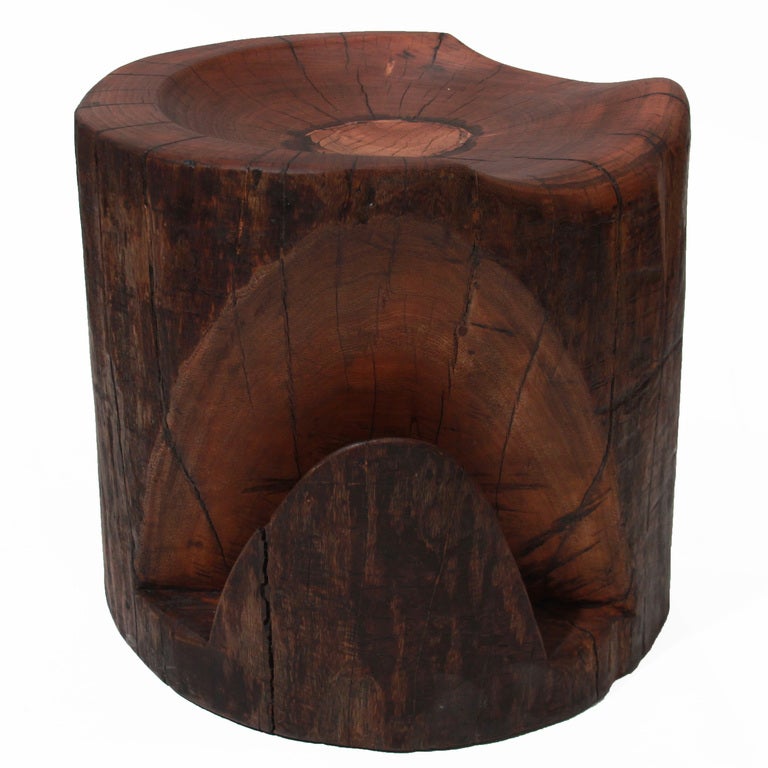 Brazilian Organic Modern Solid Angica Vermelho Wood Stool by Tunico T. For Sale