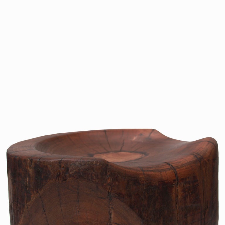 Contemporary Organic Modern Solid Angica Vermelho Wood Stool by Tunico T. For Sale