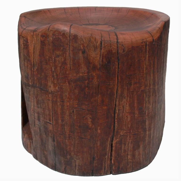 Organic Modern Solid Angica Vermelho Wood Stool by Tunico T. For Sale 1