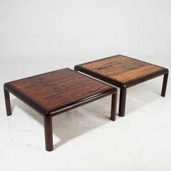 Pair of Solid Wood Side Tables Made from Reclaimed Railroad Planks