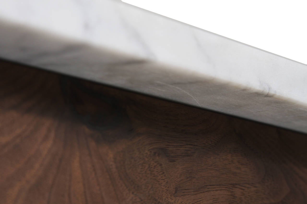 Walnut Coffee Table with Carrara Marble Top by Thomas Hayes Studio 3