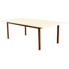 Mid-Century Modern Carrara Marble and Brazilian Hardwood Dining Table
