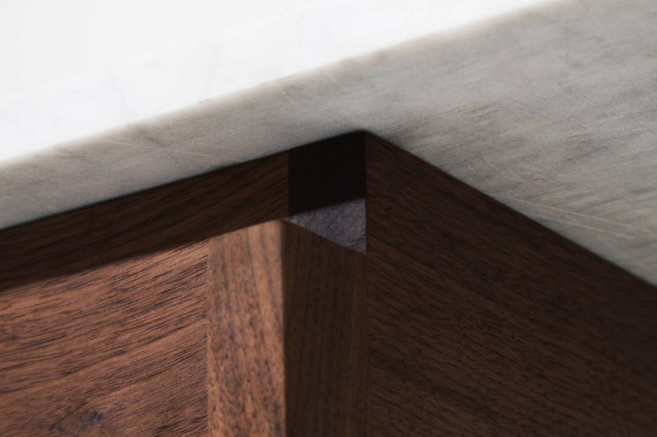 Walnut Coffee Table with Carrara Marble Top by Thomas Hayes Studio 2