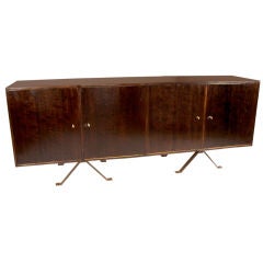 Large Exotic Hardwood and Bronze Cabinet from Brazil