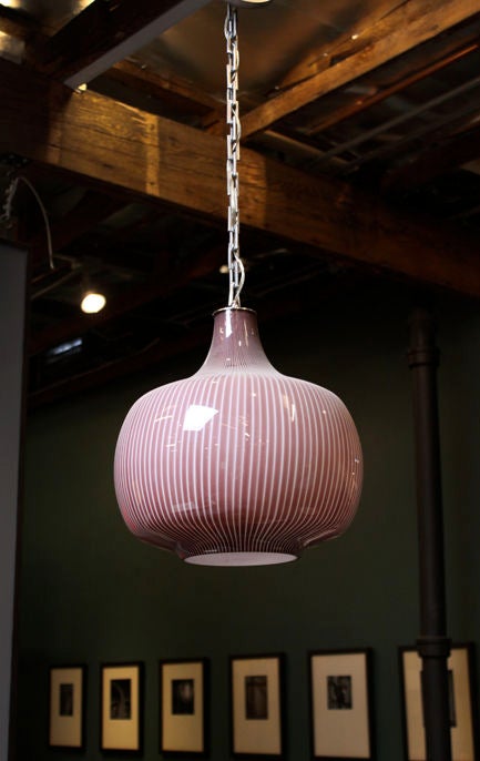 Striped purple & white Venini onion lamp