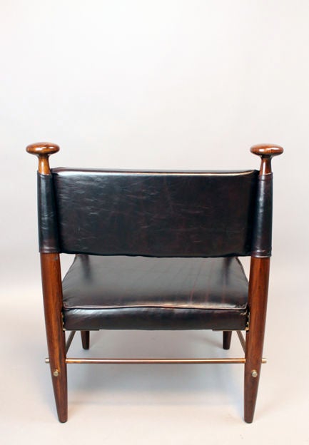 Mid-20th Century Solid walnut, leather & steel chairs by Tony Paul