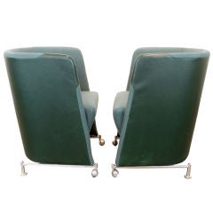 Green leather and wool chairs Lindau & Lindekrantz, Lammhults