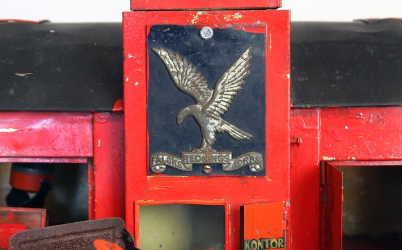 Large 1930's metal firehouse with fire engines and accessories 4