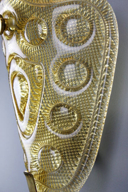 Large Orrefors Sconces with Brass Details 3