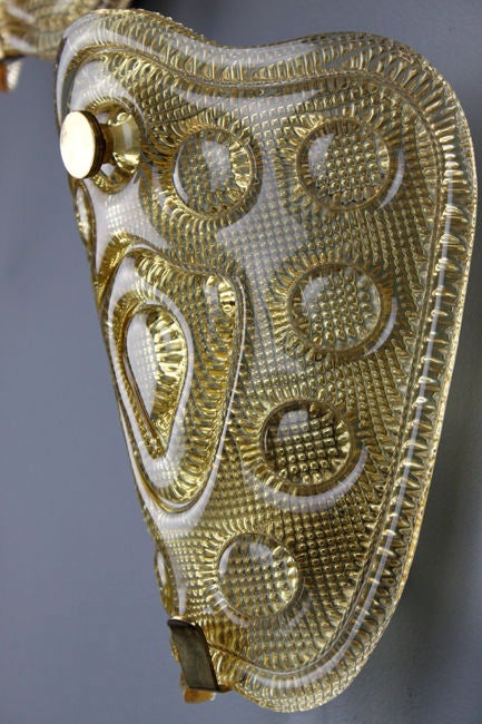 Large Orrefors Sconces with Brass Details 4