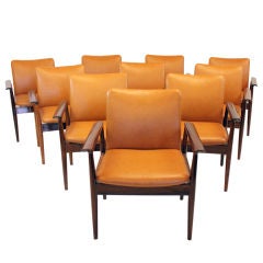 Set of 10 Finn Juhl "Diplomat" chairs
