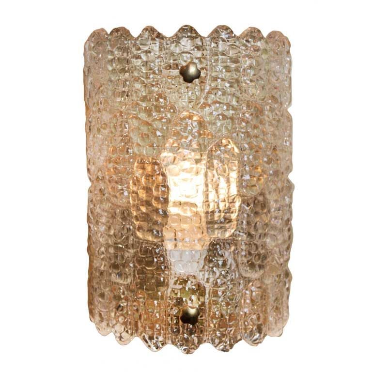 Single glass & bronze sconce by Carl Fagurland for Orrefors