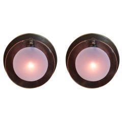 Pair of Vistosi Murano pink glass 
bronze wall sconces