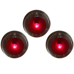 Retro Set of 3 Vistosi Murano red glass 
bronze wall sconces