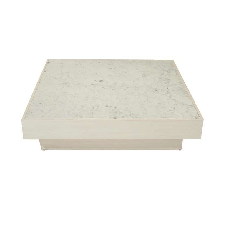 Bleached walnut and Carrara marble low, square coffee table by Thomas Hayes Studio.

This particular piece has been sold but is available for custom order and the lead time is 6-8 weeks; sometimes we are able to complete projects faster, so please