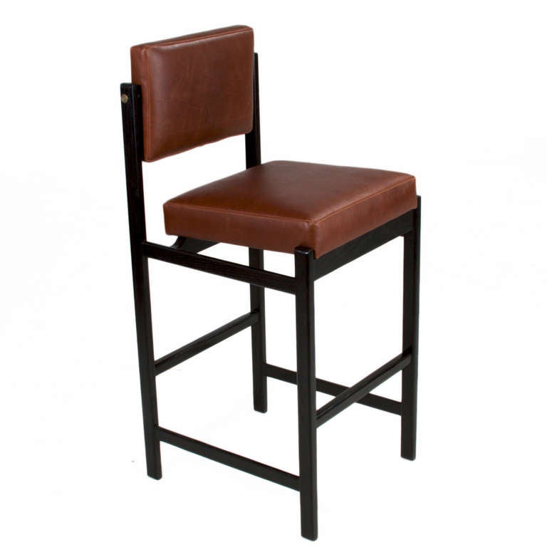 Contemporary The Basic Pivot Back Bar Stool in Ebonized Oak by Thomas Hayes Studio