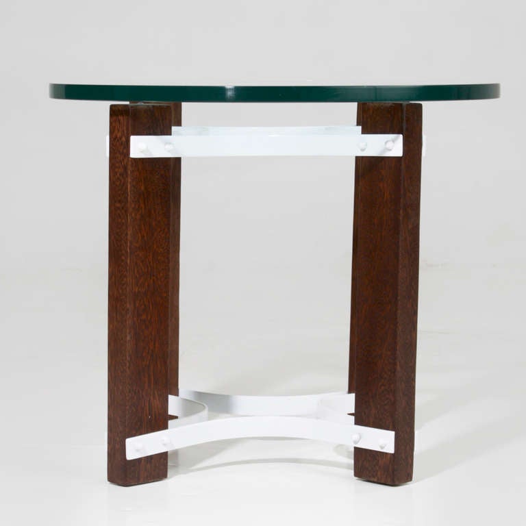 Mid-20th Century 1970s Pair of Brazilian Sucipura Wood and Glass Side Tables For Sale