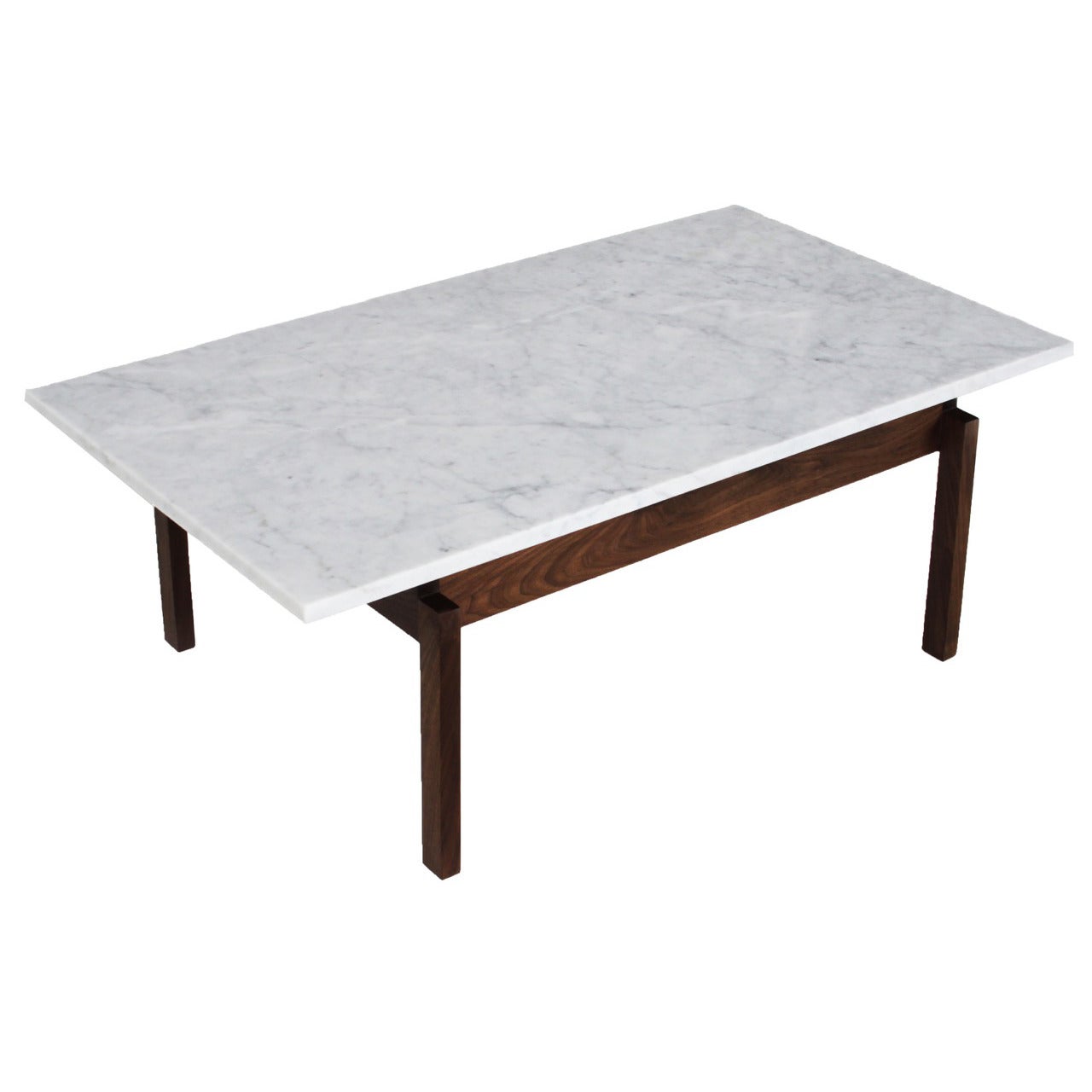 Walnut Coffee Table with Carrara Marble Top by Thomas Hayes Studio