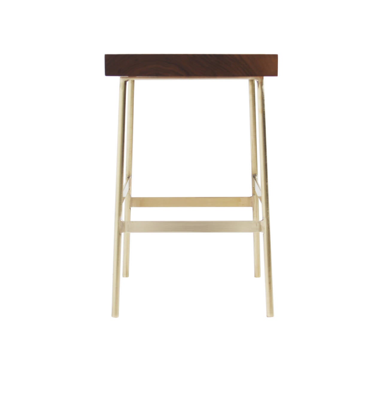 Petite Brass Bunda Stool in Walnut by Thomas Hayes Studio