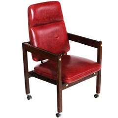 Vintage Sergio Rodrigues Tall "Kiko" Armchair in Red Leather