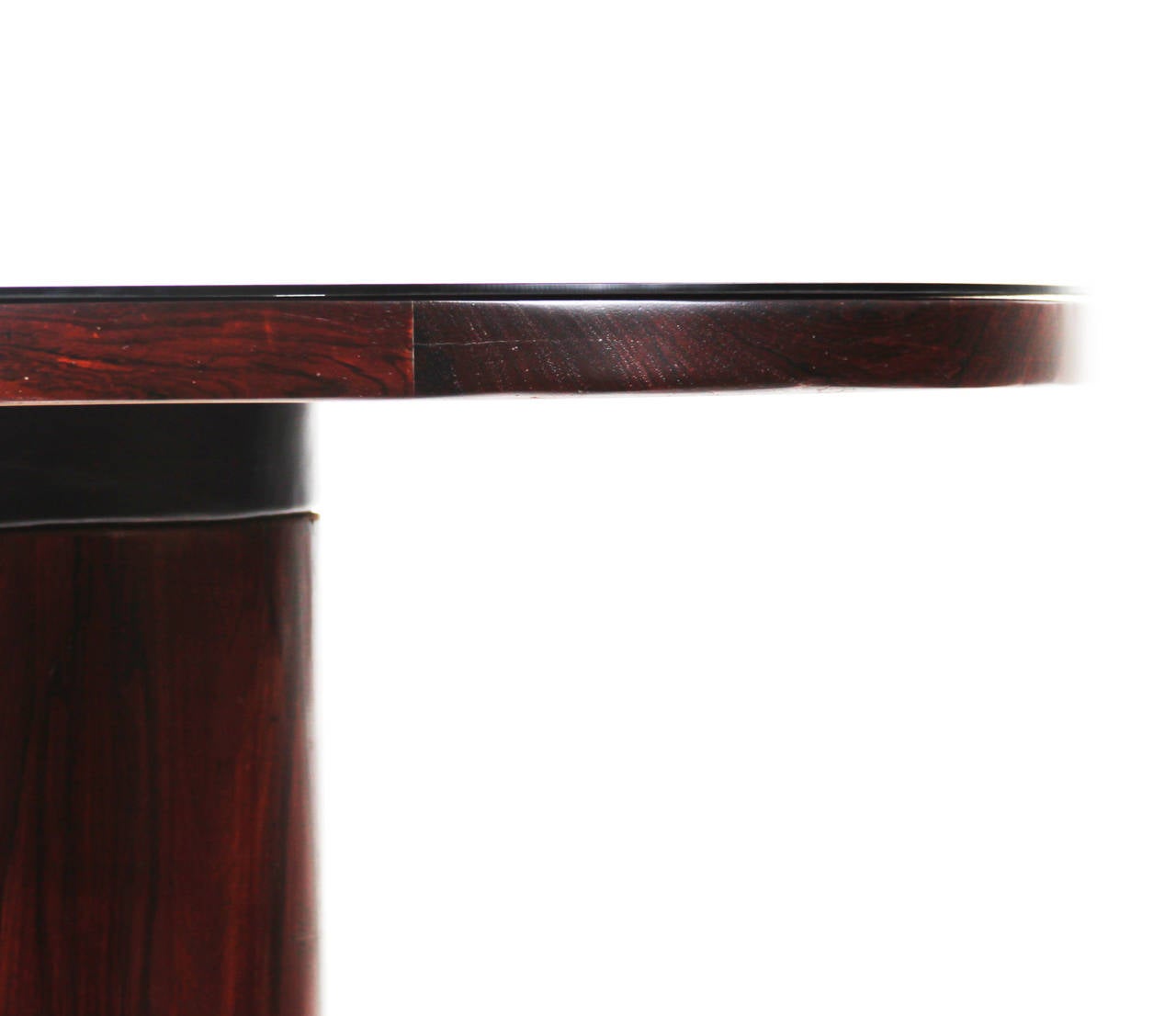 Brazilian Round Rosewood Dining Table by Sergio Rodrigues with Black Glass Top