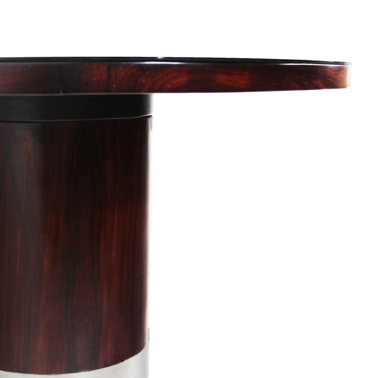 Round Rosewood Dining Table by Sergio Rodrigues with Black Glass Top 1