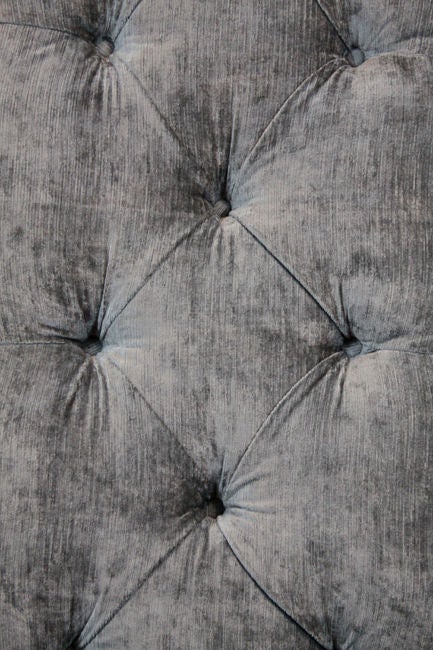 Mid-20th Century Single high back tufted gray silk velvet chair.