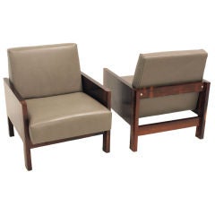 Pair of Jean Gillon lounge chairs with solid Rosewood legs